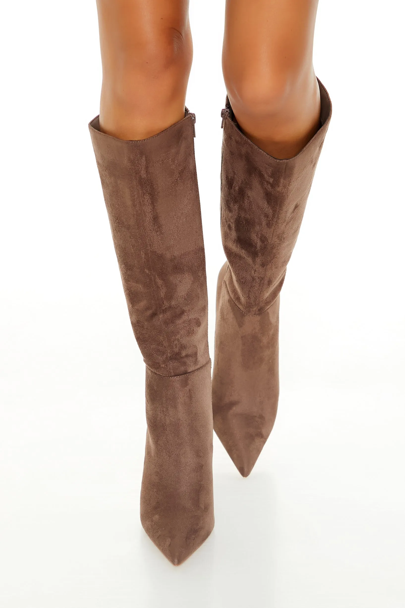 Knee-High Faux Suede Stiletto Boots