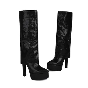 Knee High Silver Boots Women