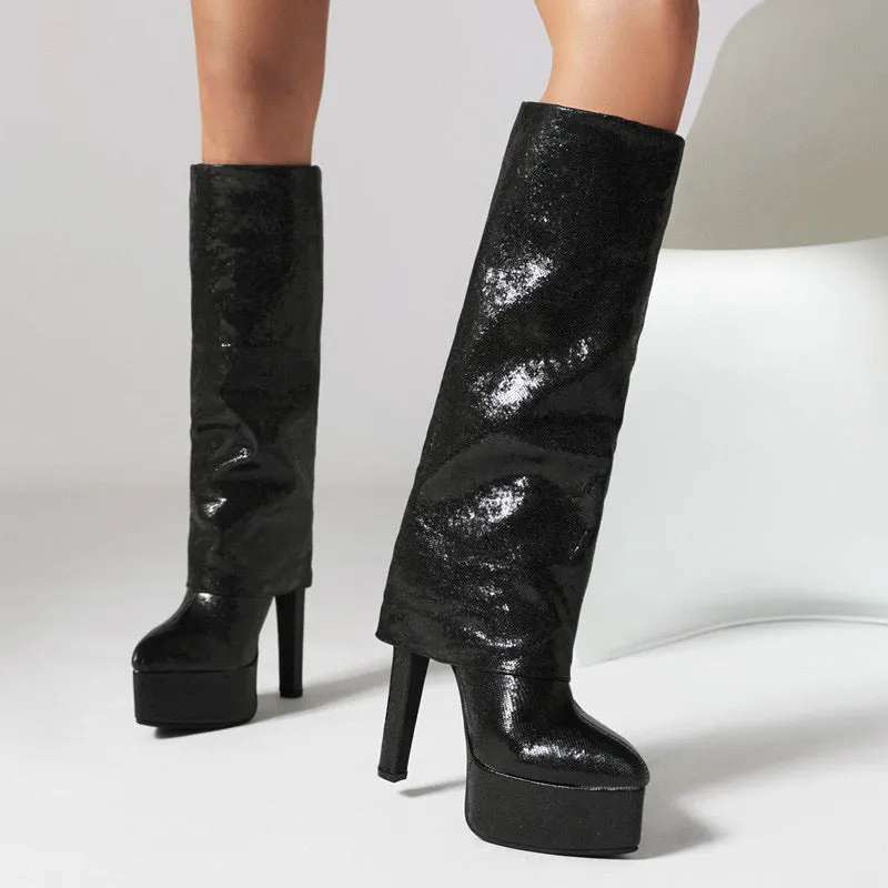 Knee High Silver Boots Women