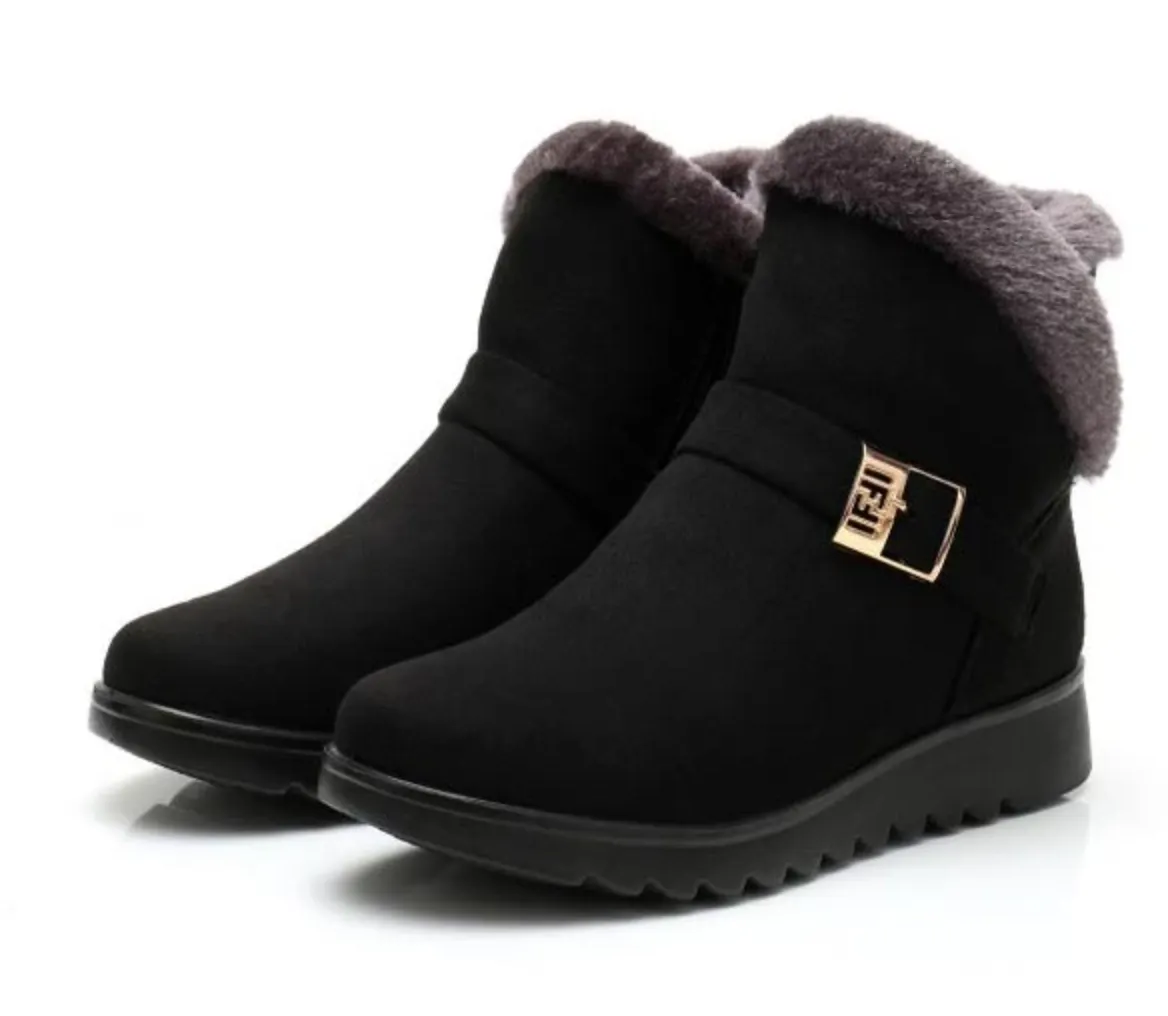 LAURIE™ WARM BUCKLE ZIPPER FUR LINING ANKLE BOOTIES