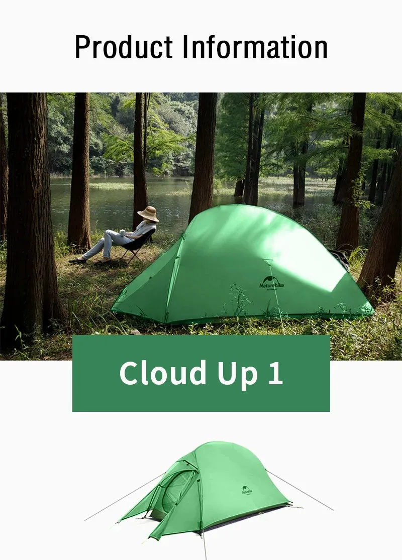 Lightweight Waterproof Camping Tent | Naturehike Upgraded Cloud-Up 1-2 Person