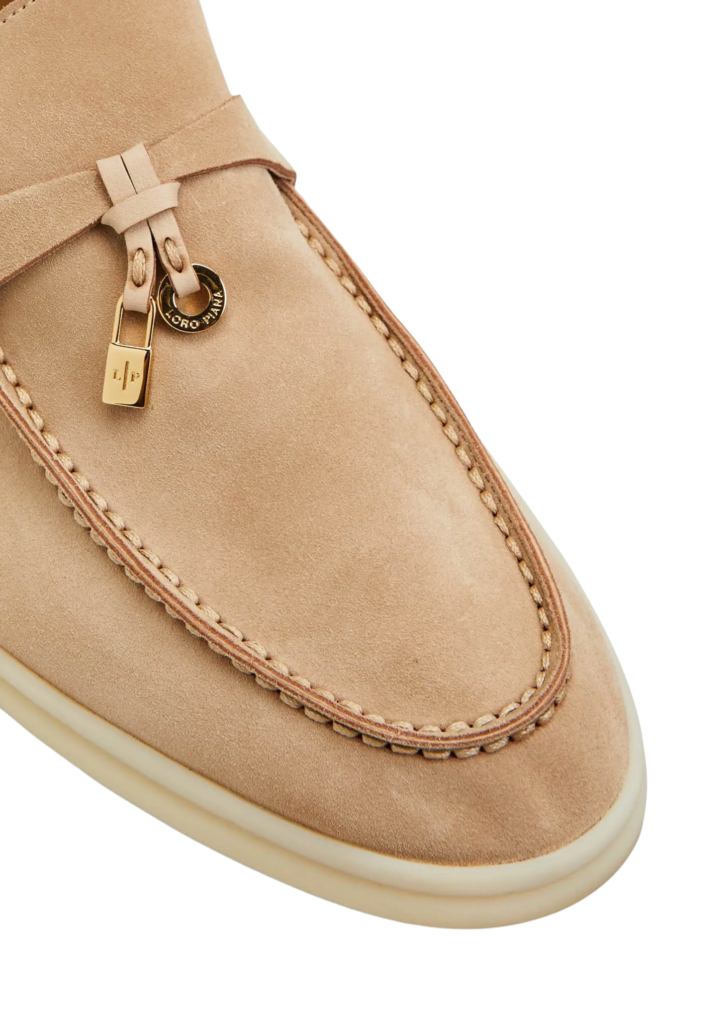 LORO PIANA Summer Charms Walk Suede Loafers Stone