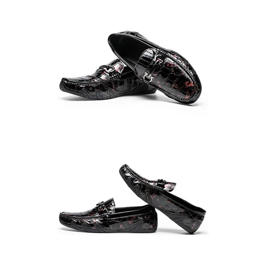 Luxury CrocMoc Crocodile Pattern Leather Loafers