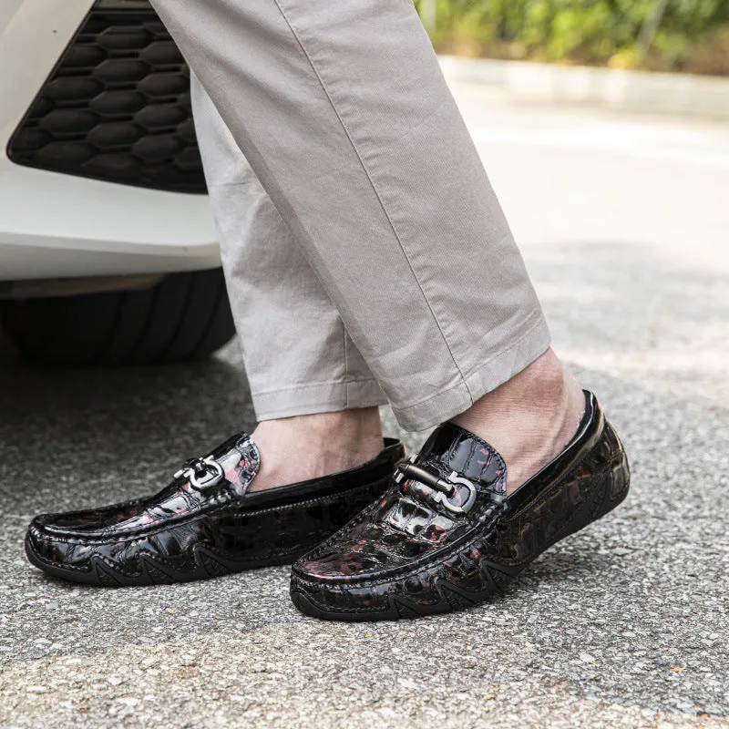 Luxury CrocMoc Crocodile Pattern Leather Loafers