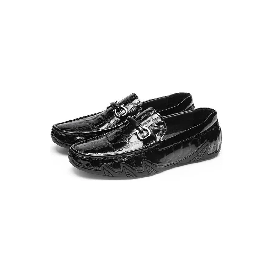 Luxury CrocMoc Crocodile Pattern Leather Loafers