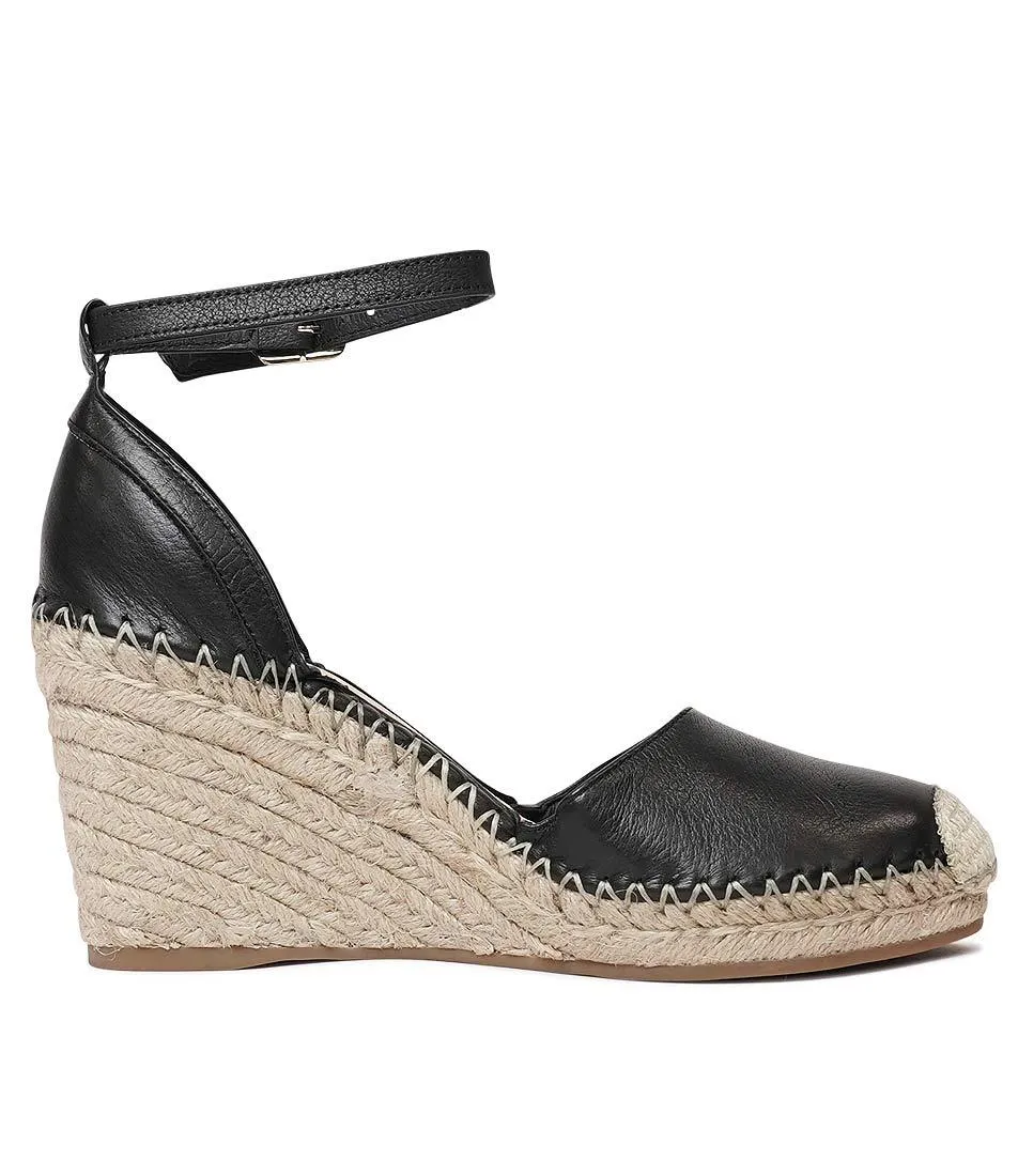 Malka Black Espadrille Wedges