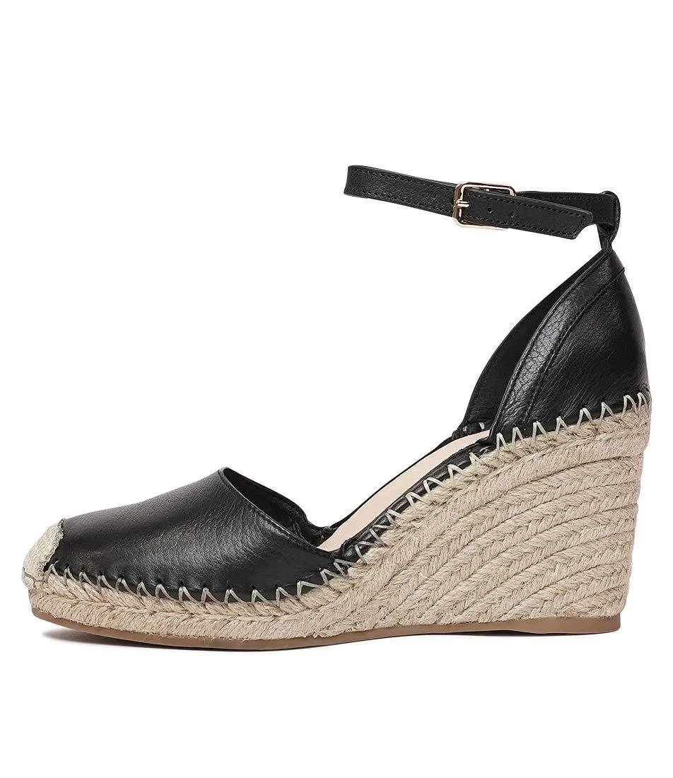 Malka Black Espadrille Wedges