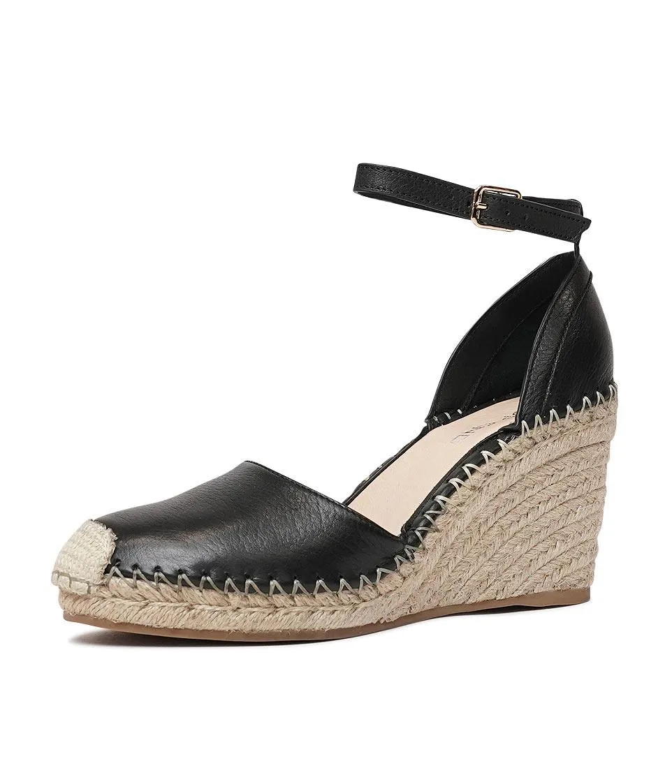 Malka Black Espadrille Wedges