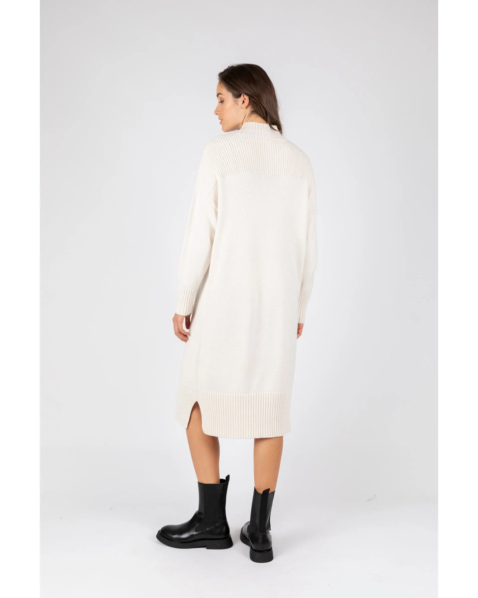 Marlow Willow Rib Panel Knit Dress - Ivory