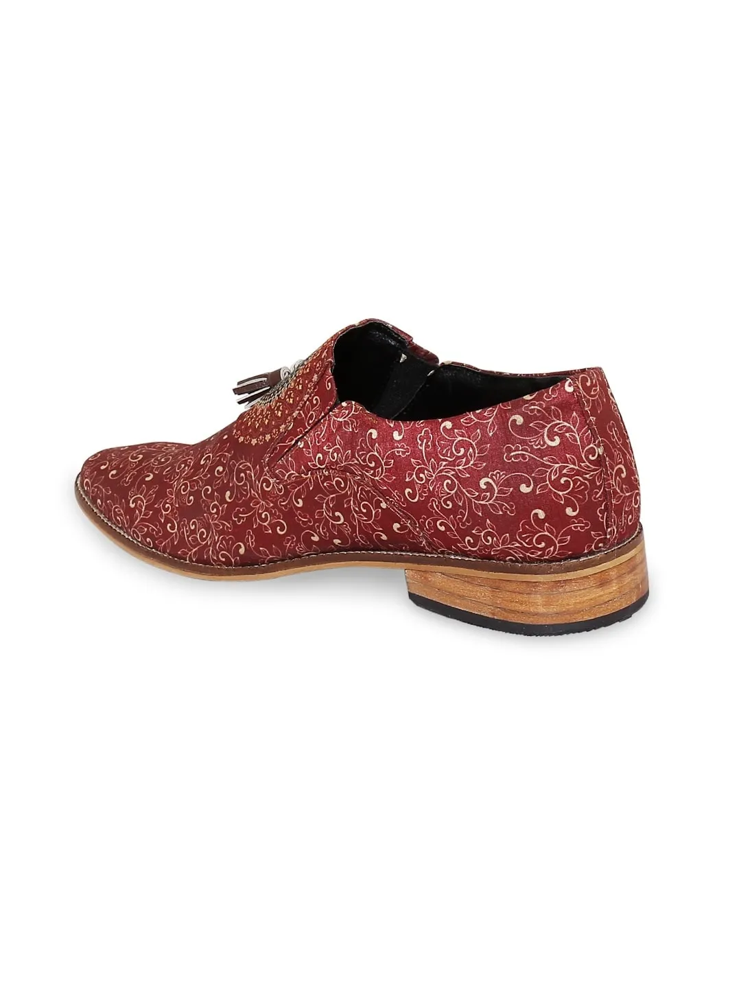 Maroon Printed Tassel Loafers