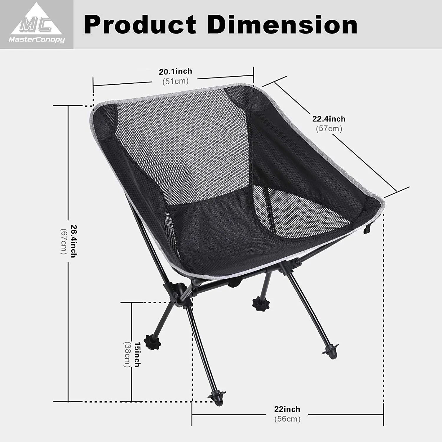 MASTERCANOPY Portable Folding Camping Chair with Carrying Bag