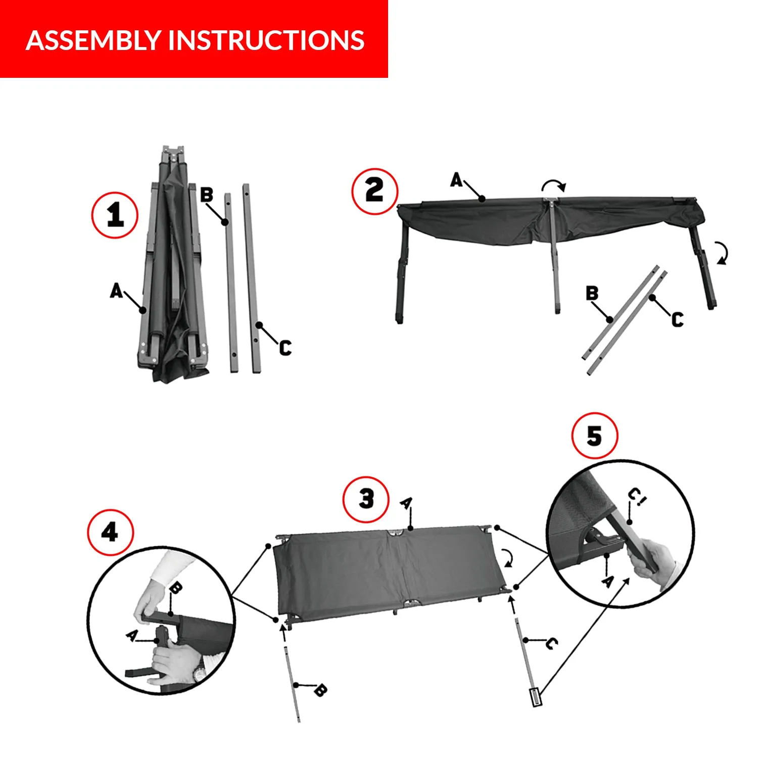 MediTac Camping Military Outdoors Bed Cot - Heavy Duty, Durable with Carry Storage Bag