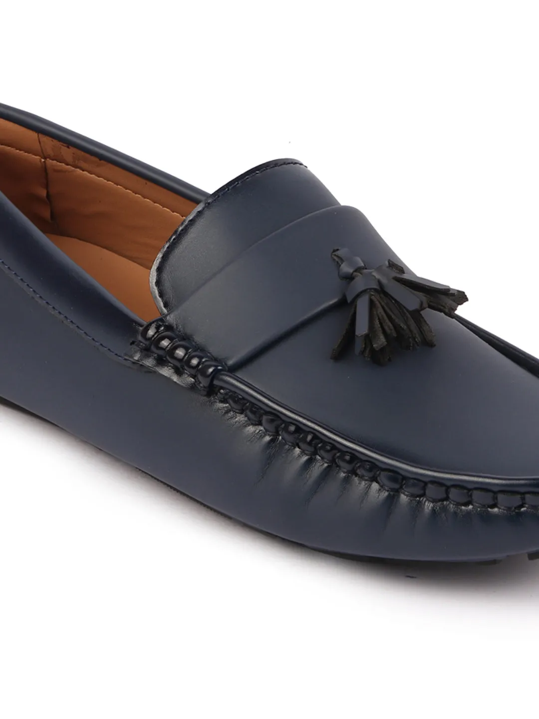 Men Blue Driving Outdoor Tassel Loafer and Moccasin Shoes