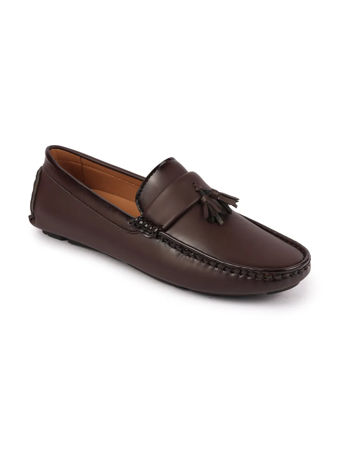 Men Brown Driving Outdoor Tassel Loafer and Moccasin Shoes