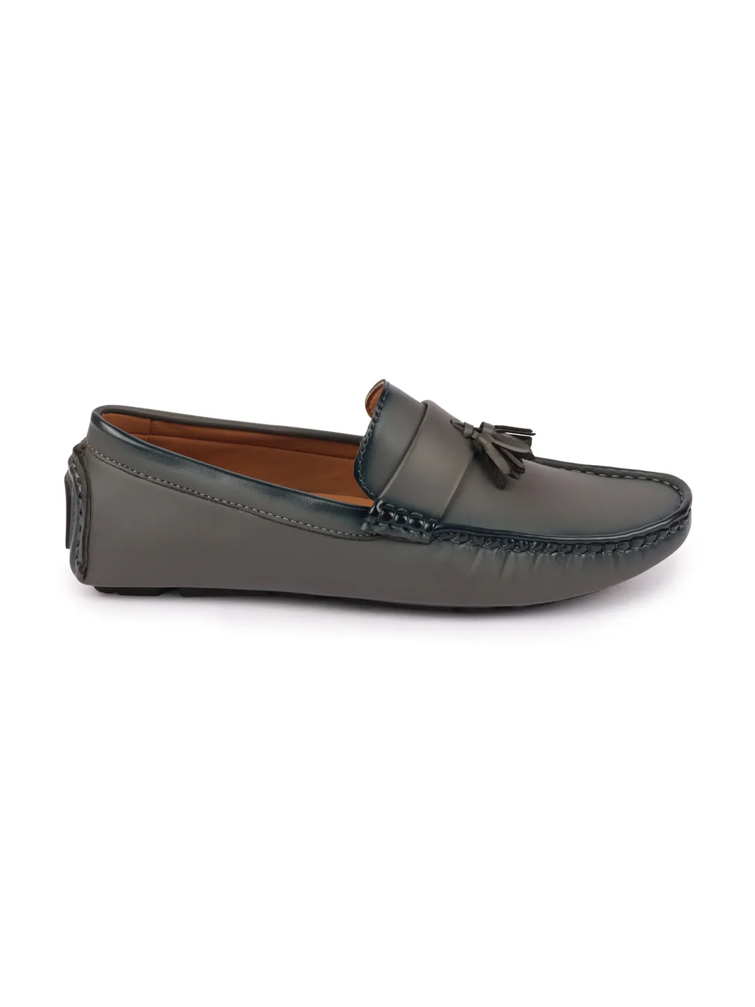 Men Grey Driving Outdoor Tassel Loafer and Moccasin Shoes