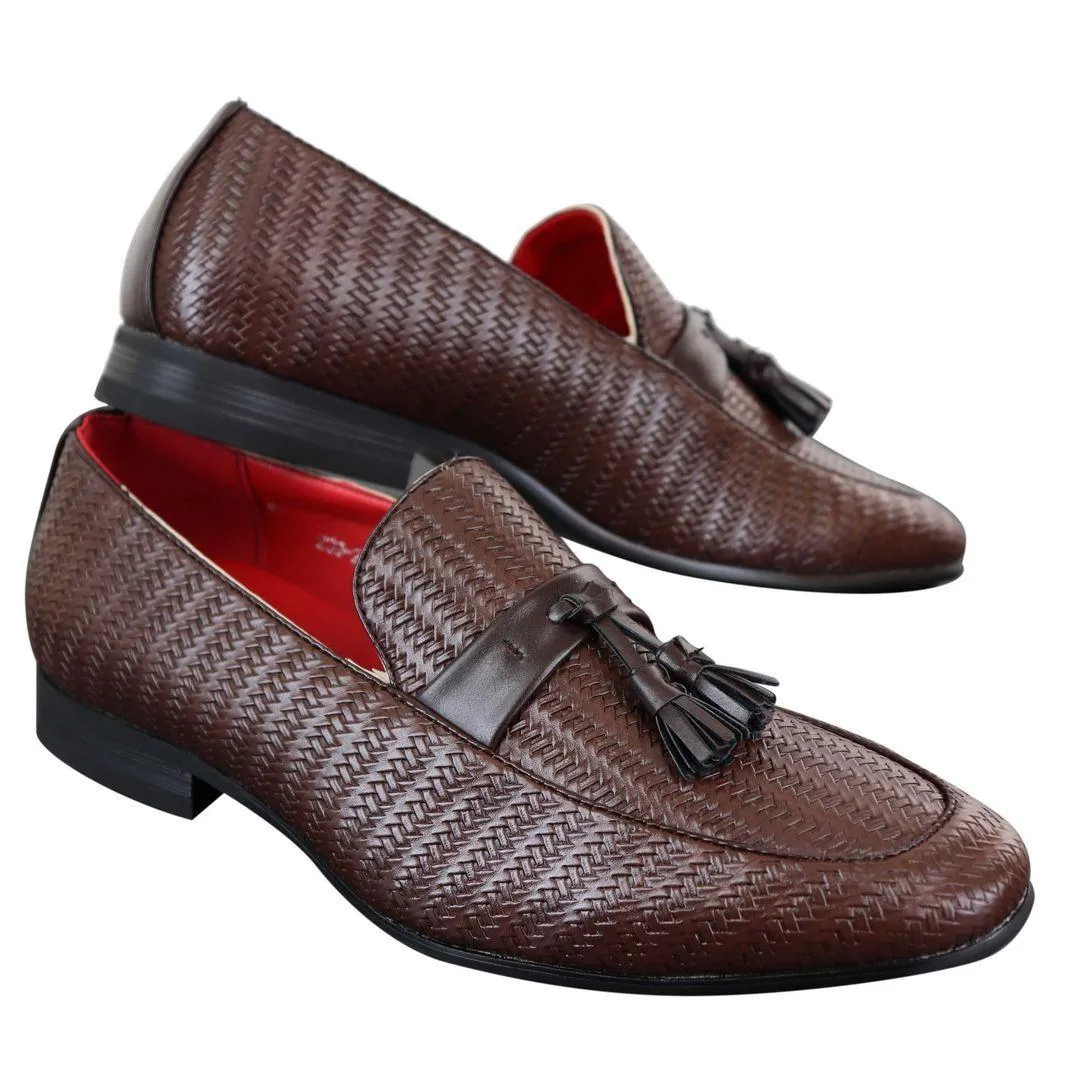 Mens Classic Vintage Tassel PU Leather Driving Shoes Loafers Smart Casual