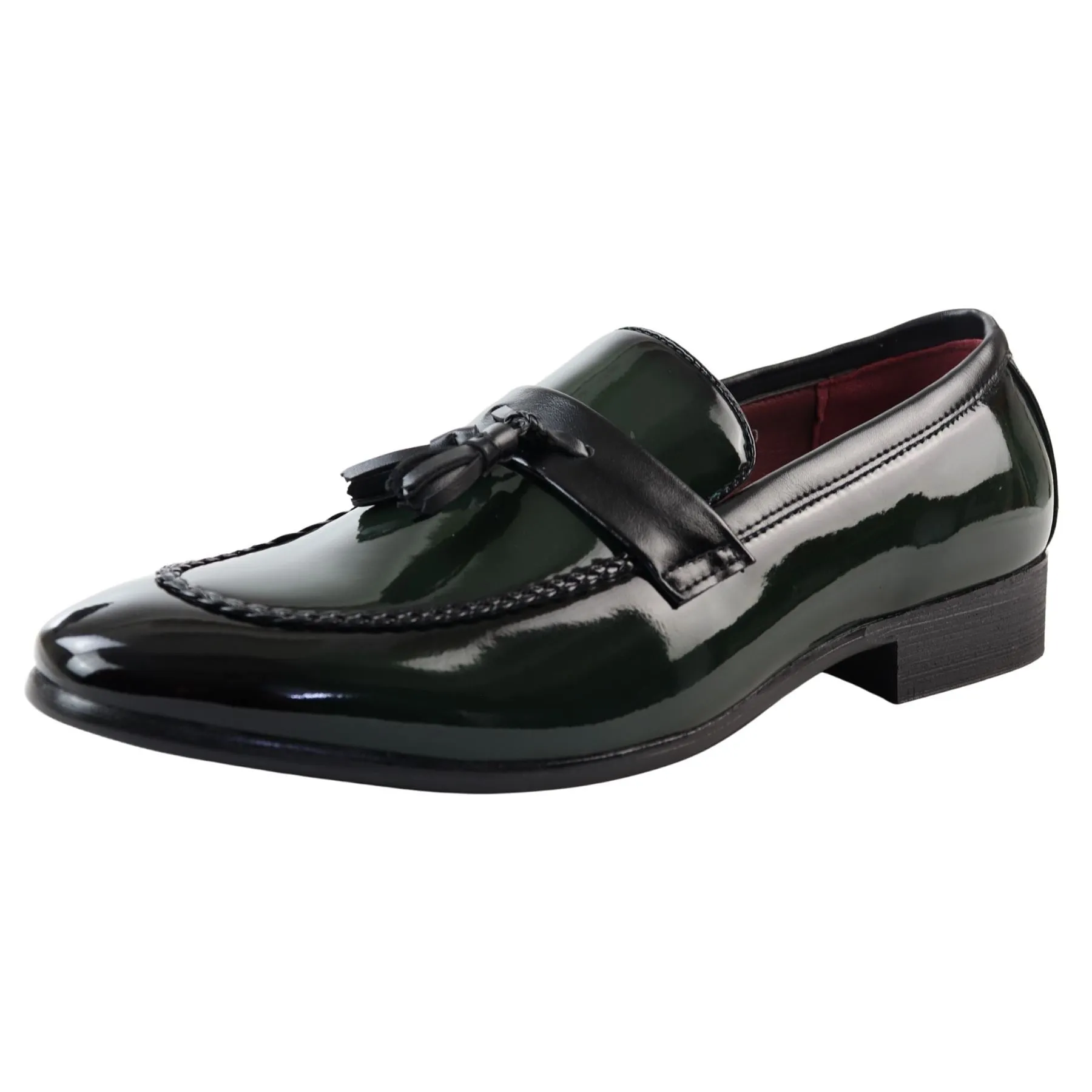 Men's Moccasin Loafers Patent Leather Lined Slip On Tassel Formal Dress Shoes