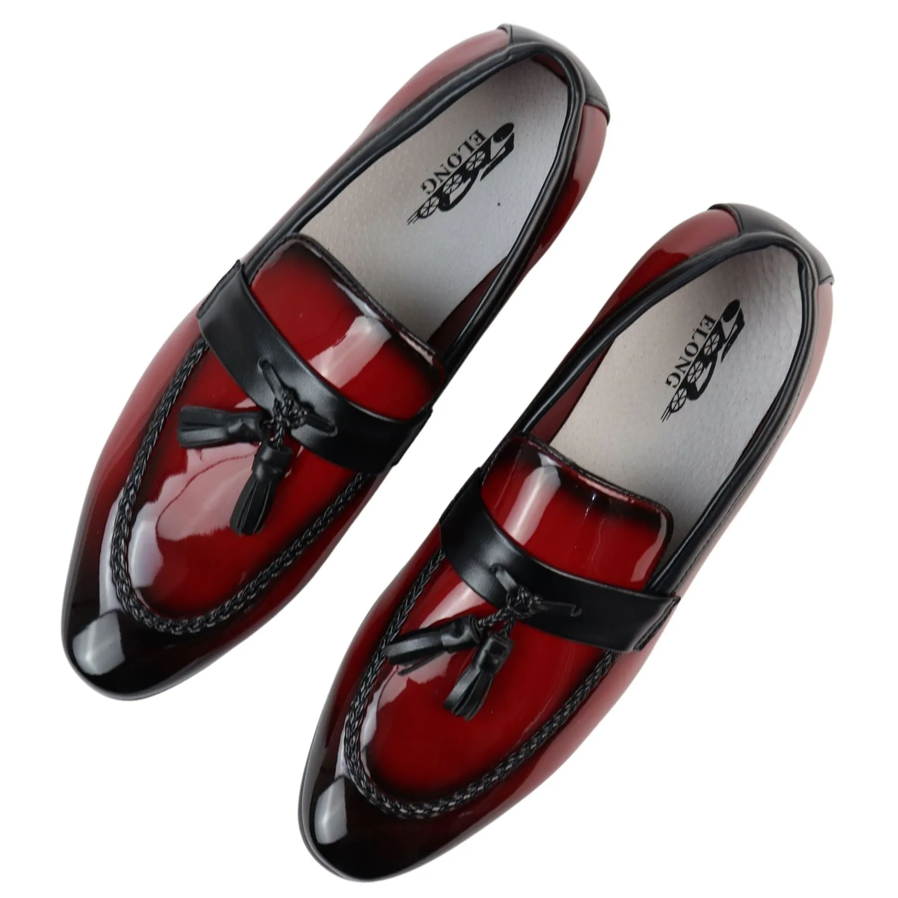 Men's Moccasin Loafers Patent Leather Lined Slip On Tassel Formal Dress Shoes