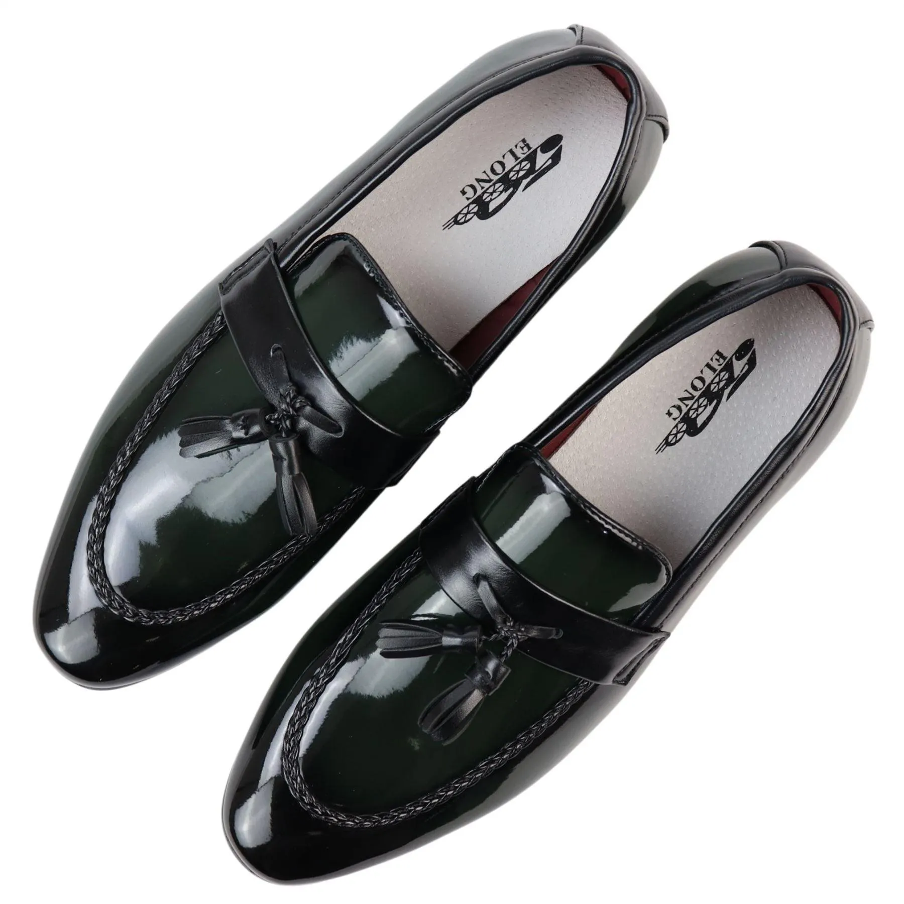 Men's Moccasin Loafers Patent Leather Lined Slip On Tassel Formal Dress Shoes