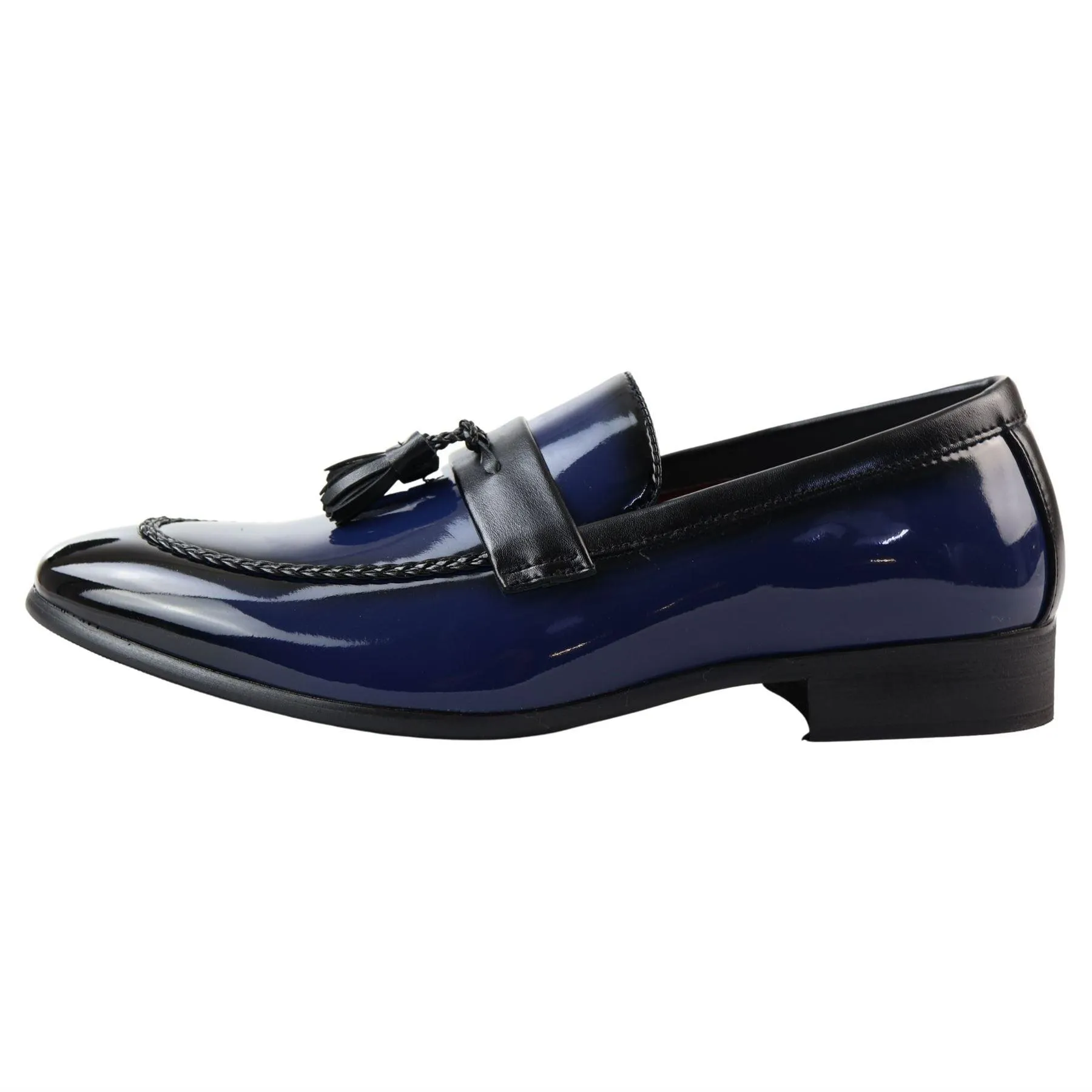 Men's Moccasin Loafers Patent Leather Lined Slip On Tassel Formal Dress Shoes