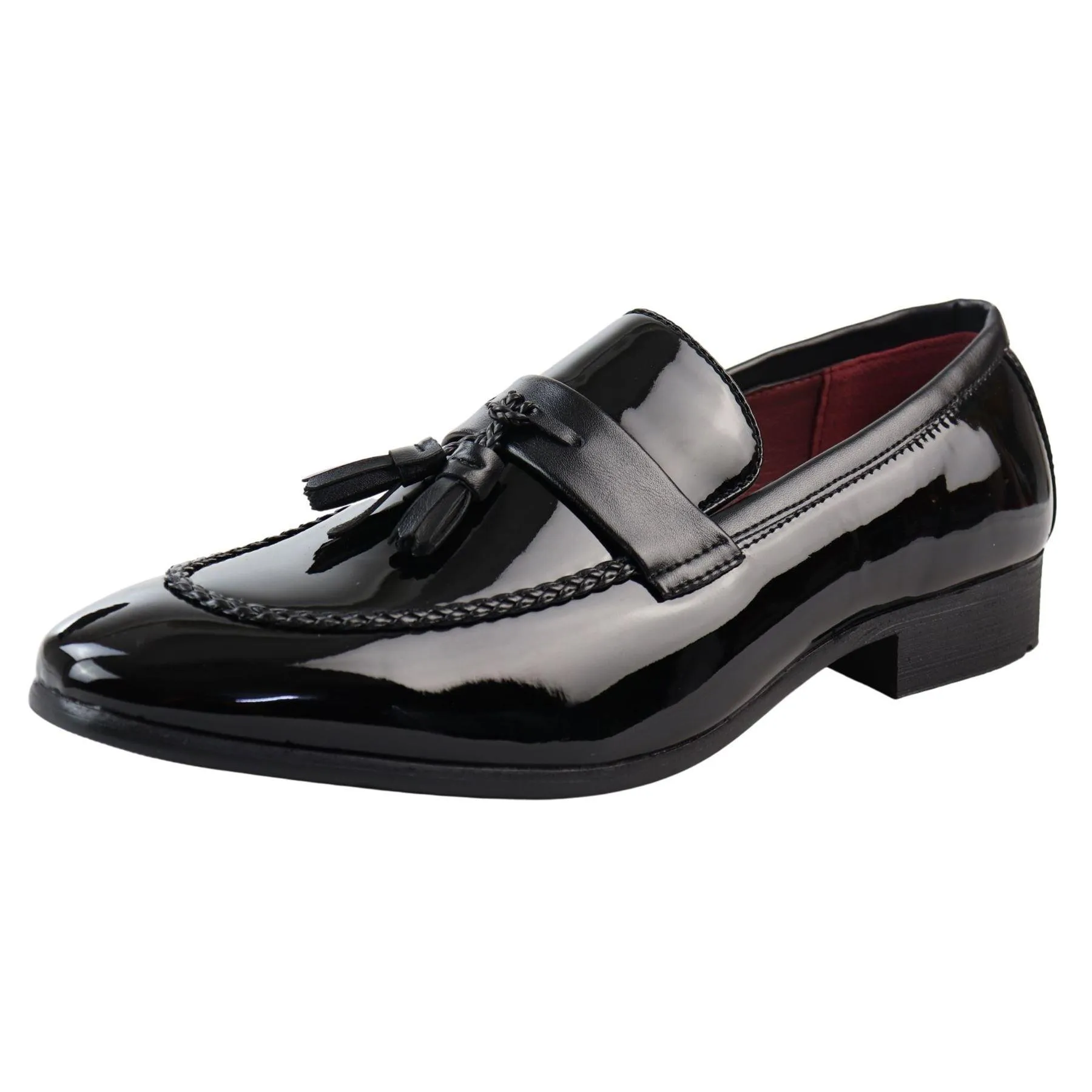 Men's Moccasin Loafers Patent Leather Lined Slip On Tassel Formal Dress Shoes