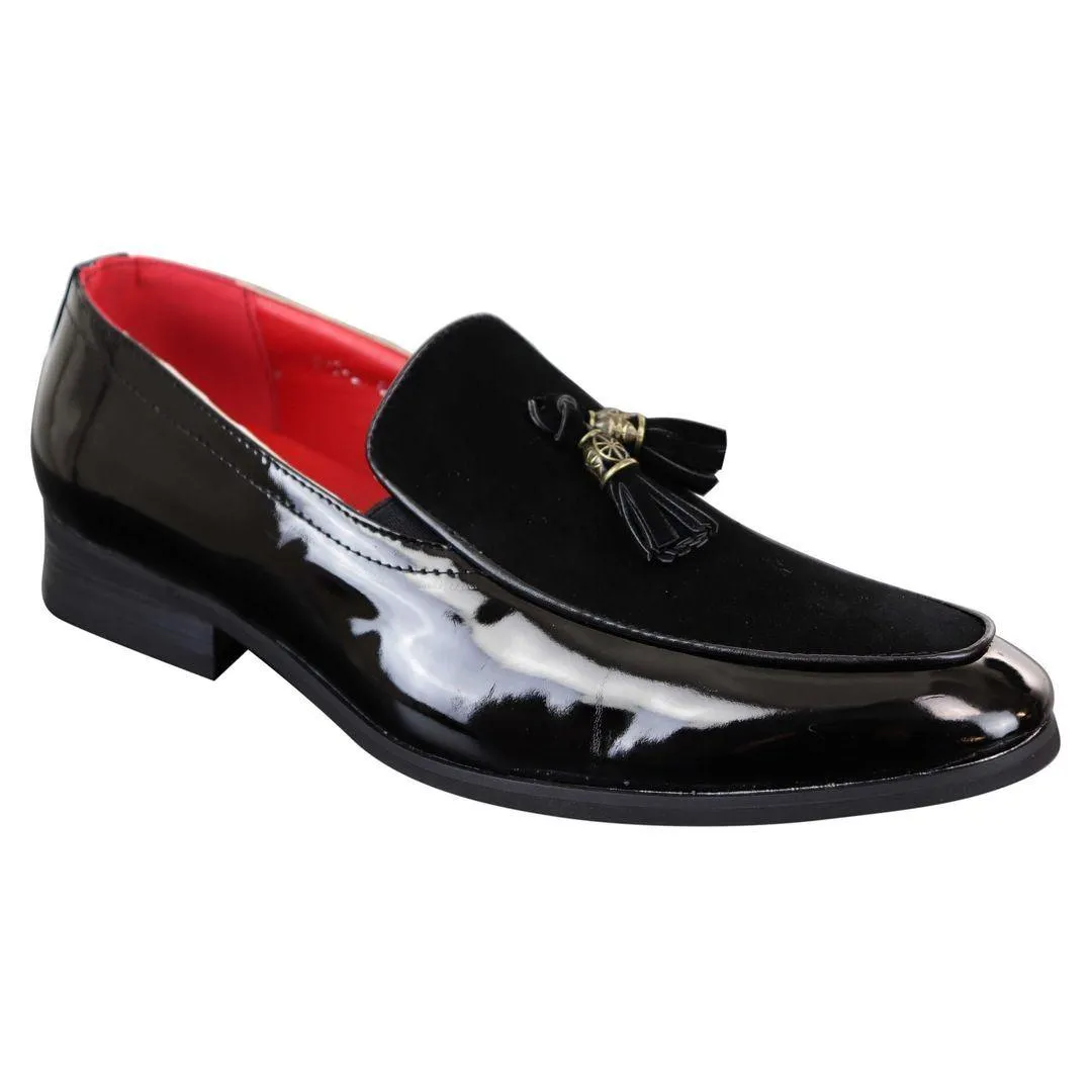 Mens Tassel Patent Shiny PU Suede Leather Driving Shoes Loafers Smart Casual