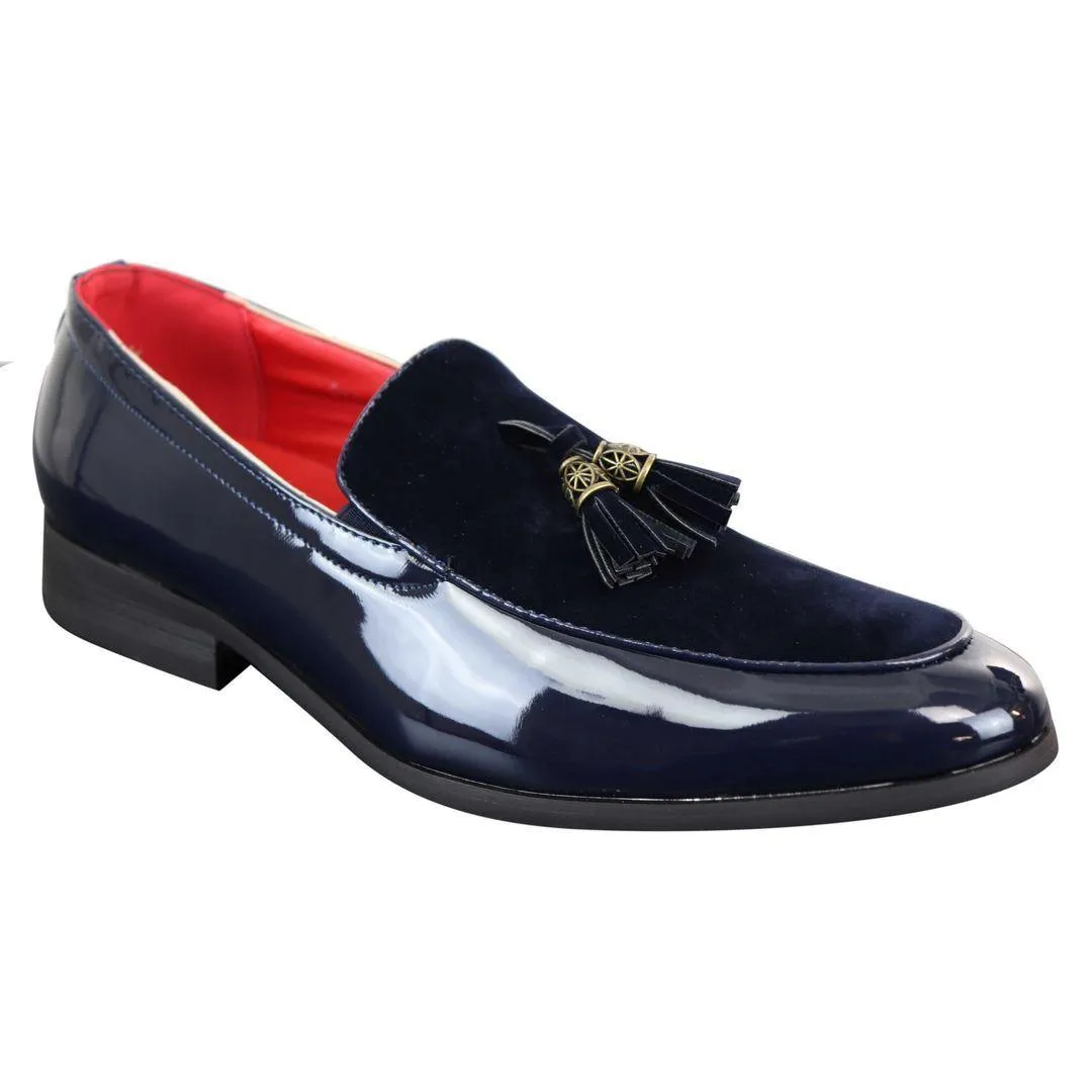 Mens Tassel Patent Shiny PU Suede Leather Driving Shoes Loafers Smart Casual