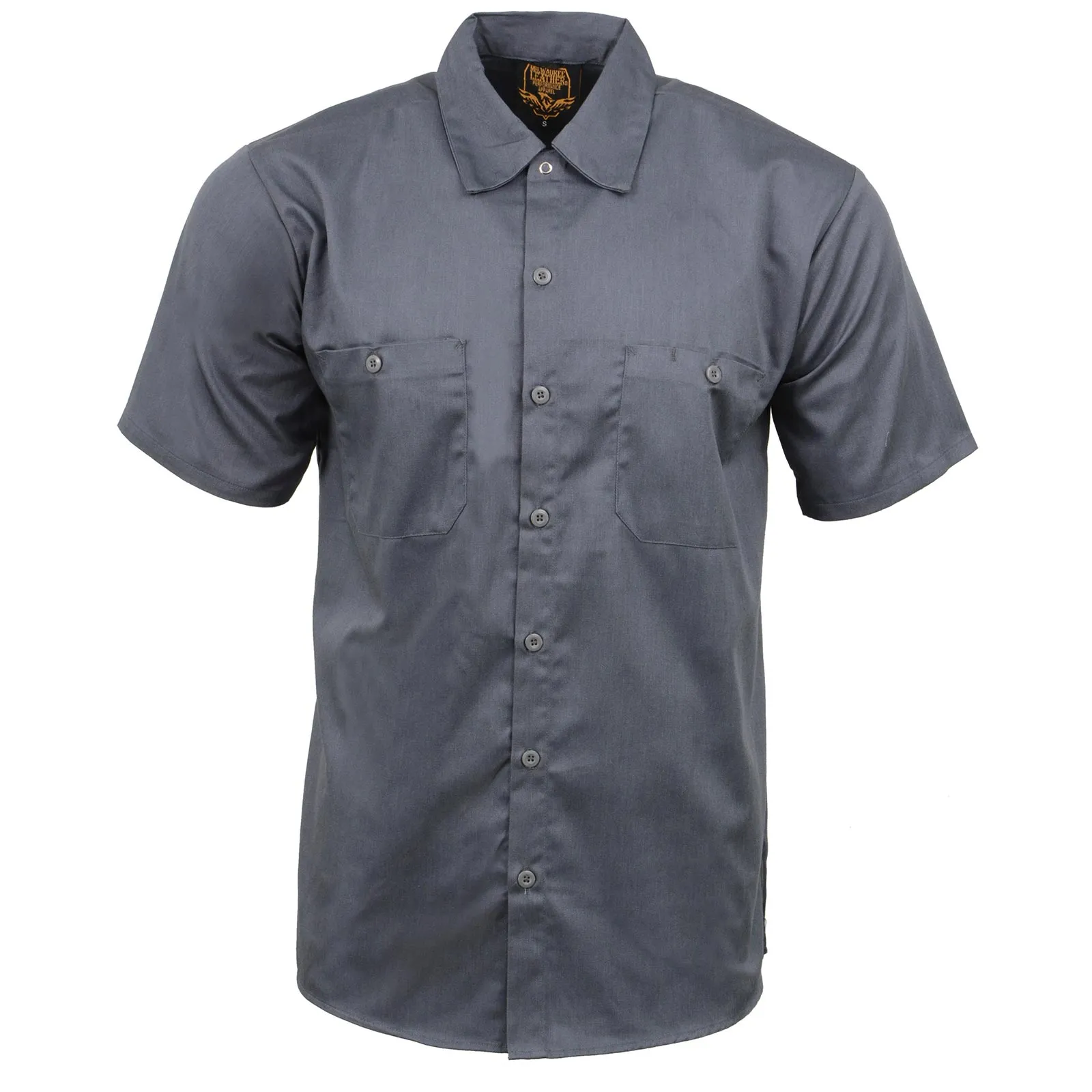 Milwaukee Leather MDM11668 Men's Grey Button Up Heavy Duty Work Shirt | Classic Mechanic Work Shirt w/ Pockets