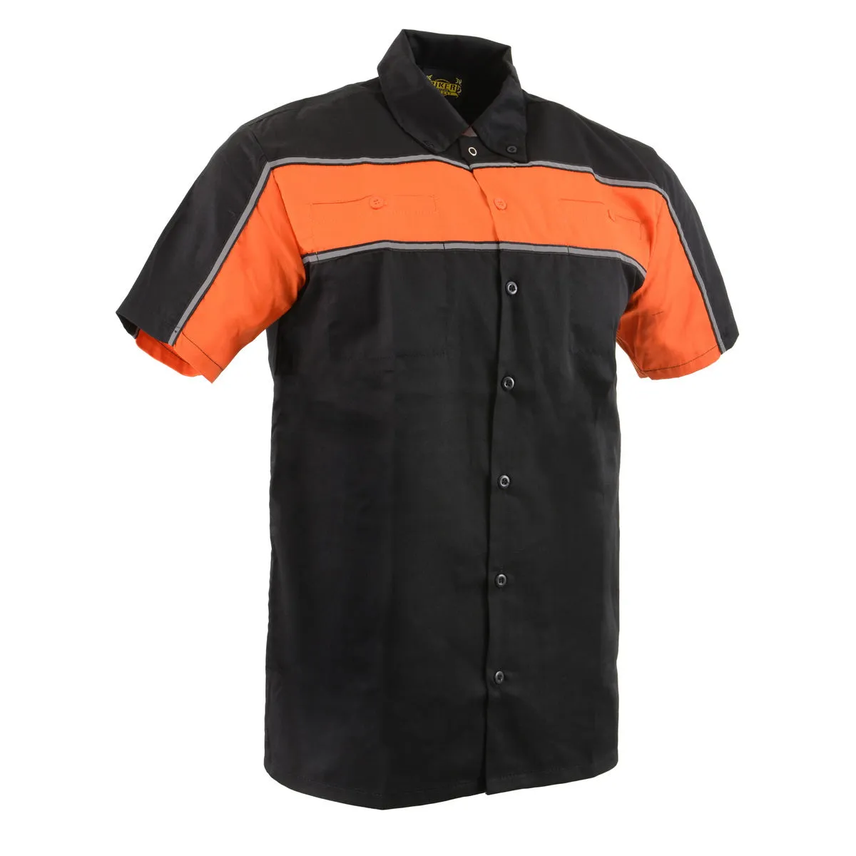 Milwaukee Leather MDM11673 Men's Black and Orange Button Up Heavy-Duty