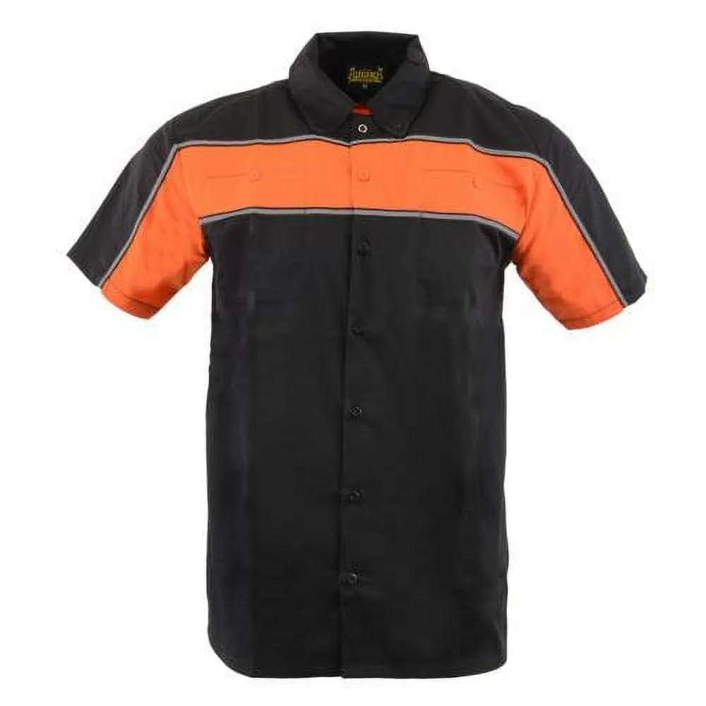 Milwaukee Leather MDM11673 Men's Black and Orange Button Up Heavy-Duty