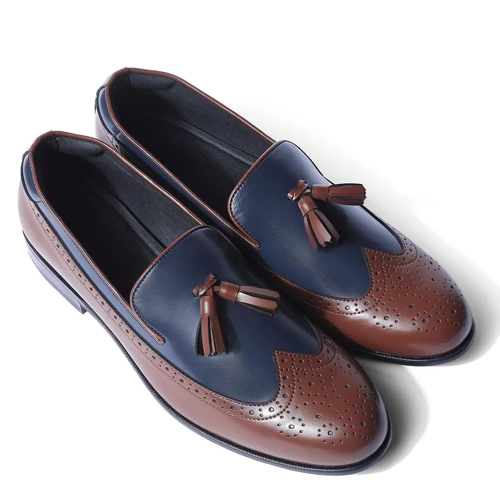 Moreno - Blue Tan Tassel Loafers