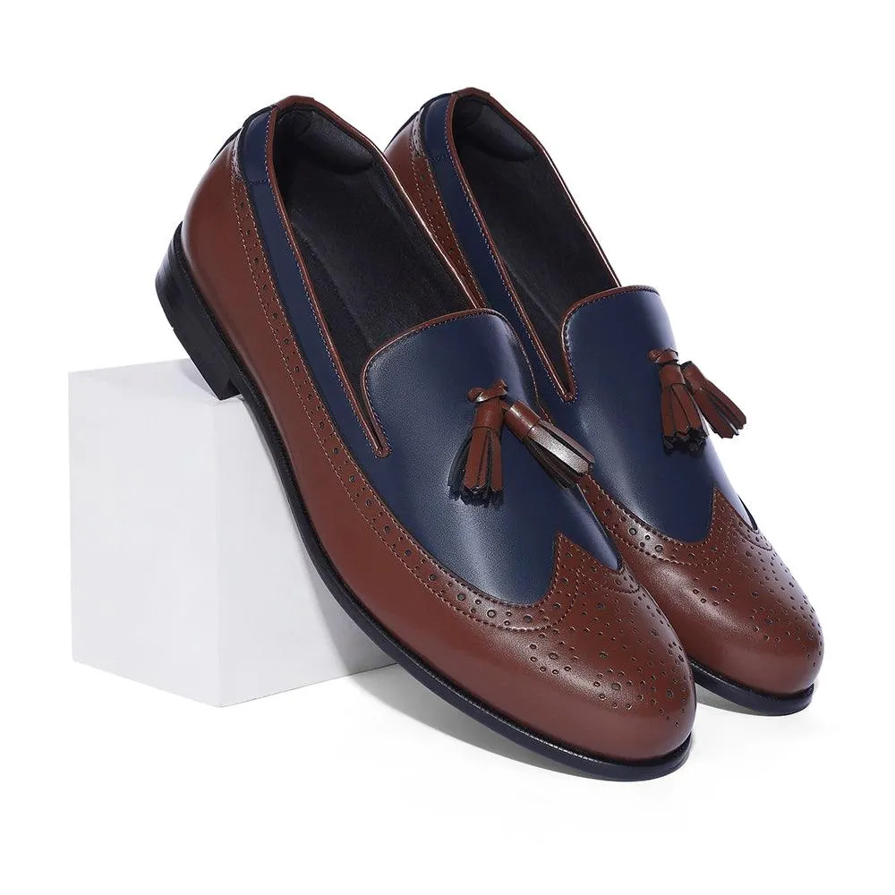 Moreno - Blue Tan Tassel Loafers