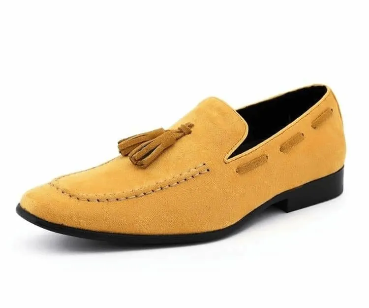 Mustard Men's Slip-on Tassel Suede Loafer Dress Casual Shoes