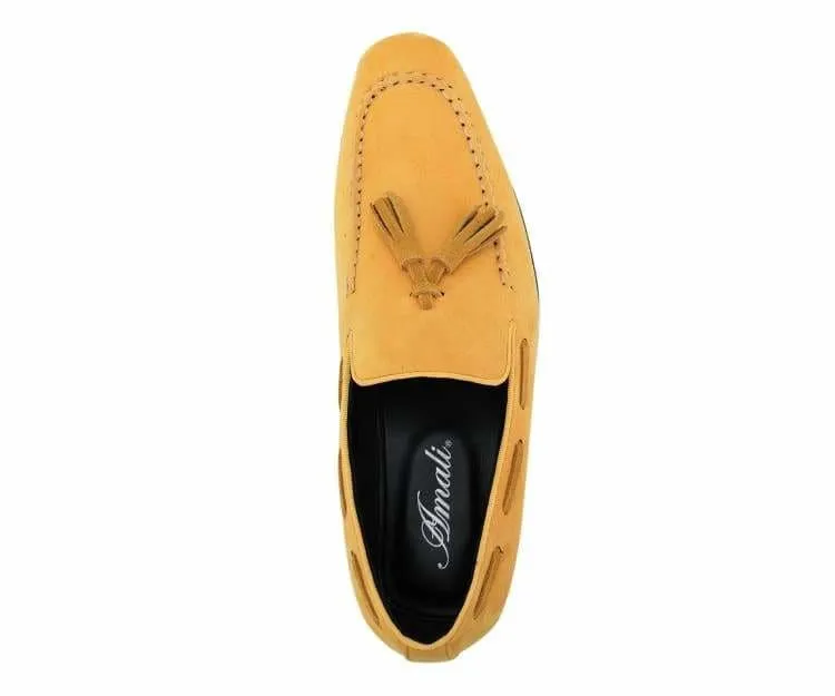 Mustard Men's Slip-on Tassel Suede Loafer Dress Casual Shoes