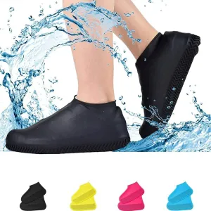 (Net) Silicone Shoe Cover Reusable Waterproof No-Slip Rubber Rain Shoe Cover - Large, BLACK / 31549