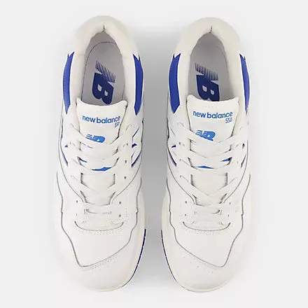 New Balance 550 White with cobalt and summer fog