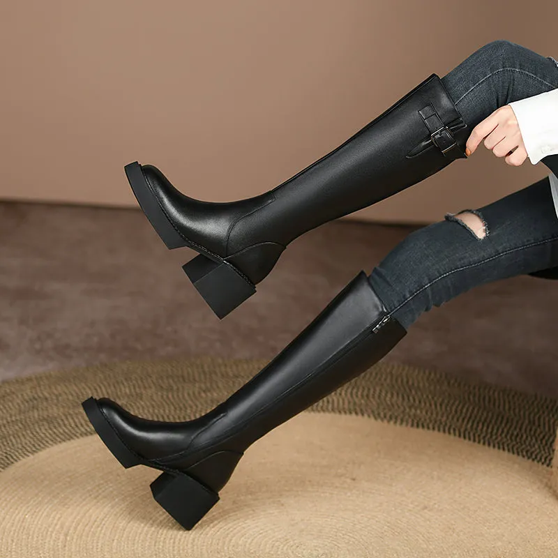 Nyomi Black Block Heel Knee High Boots