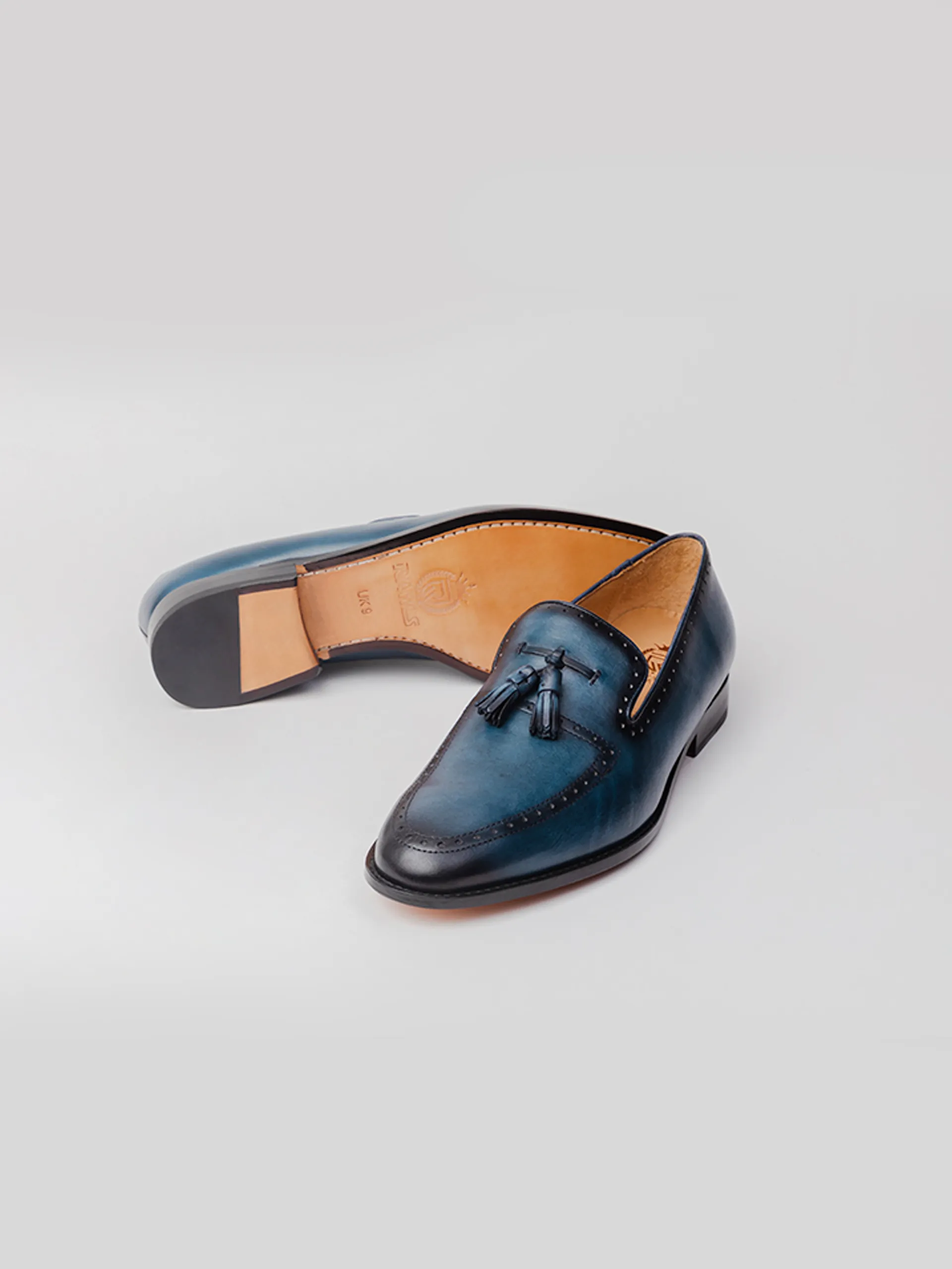 Onyx Tassel Loafer - Slate Blue Patina Finished