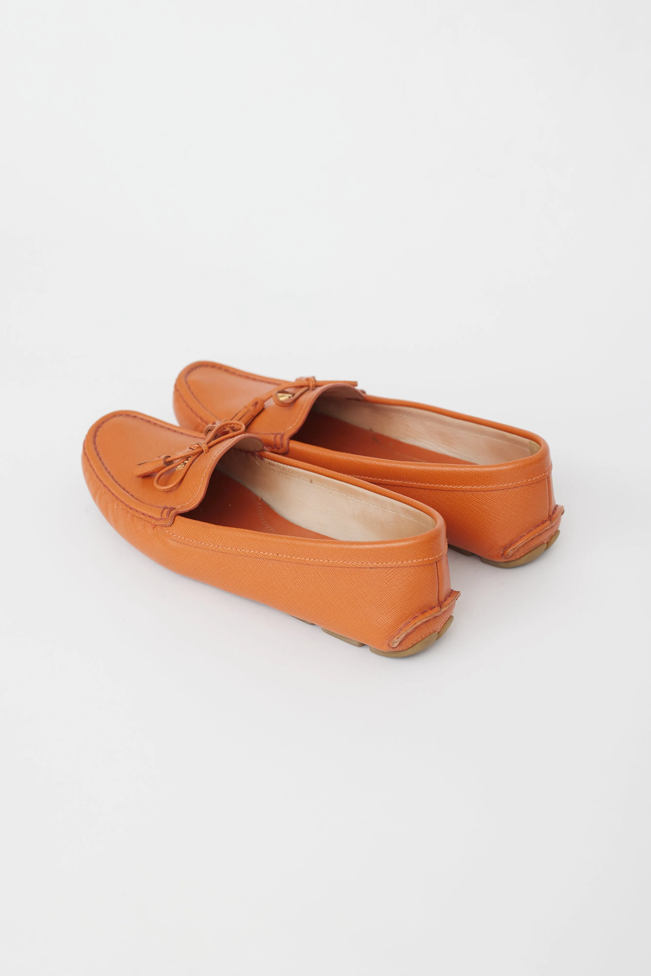 Orange Vernice Leather Driving Loafer