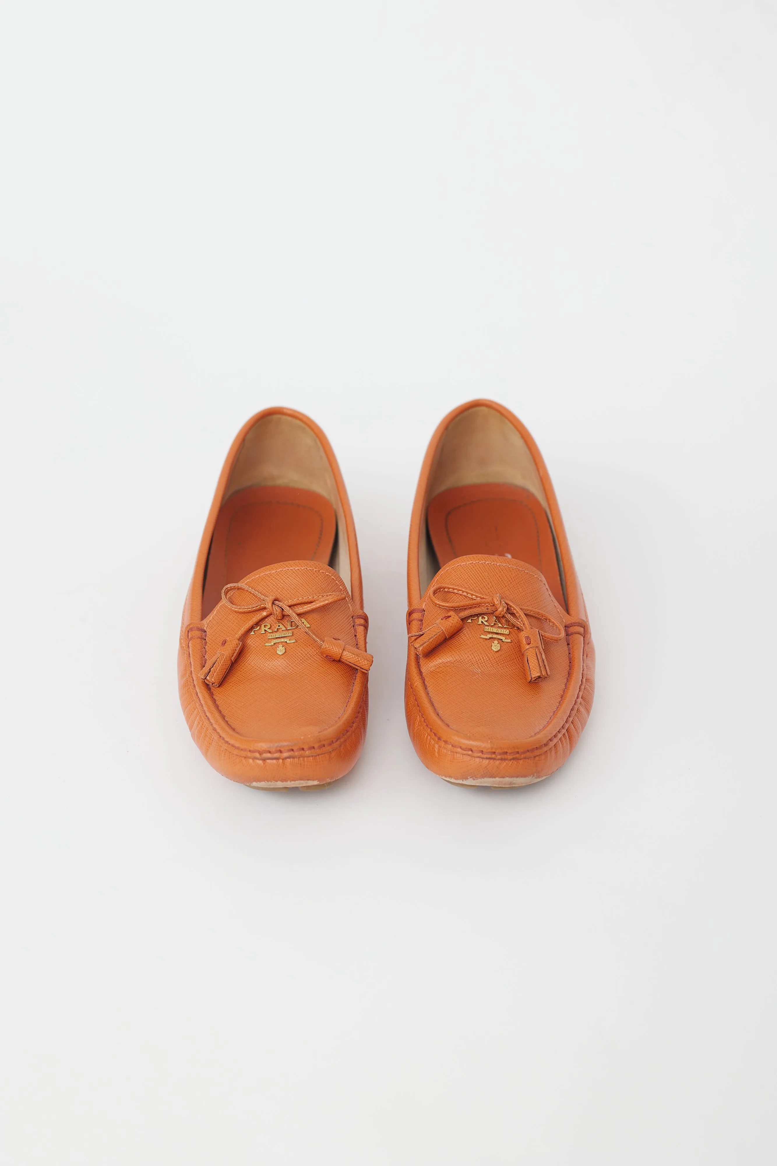 Orange Vernice Leather Driving Loafer