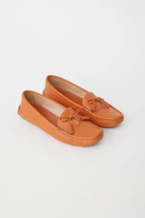 Orange Vernice Leather Driving Loafer