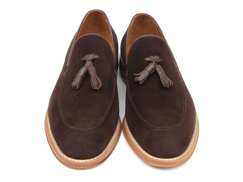 Paul Parkman Brown Suede Tassel Loafers