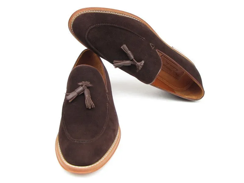 Paul Parkman Brown Suede Tassel Loafers