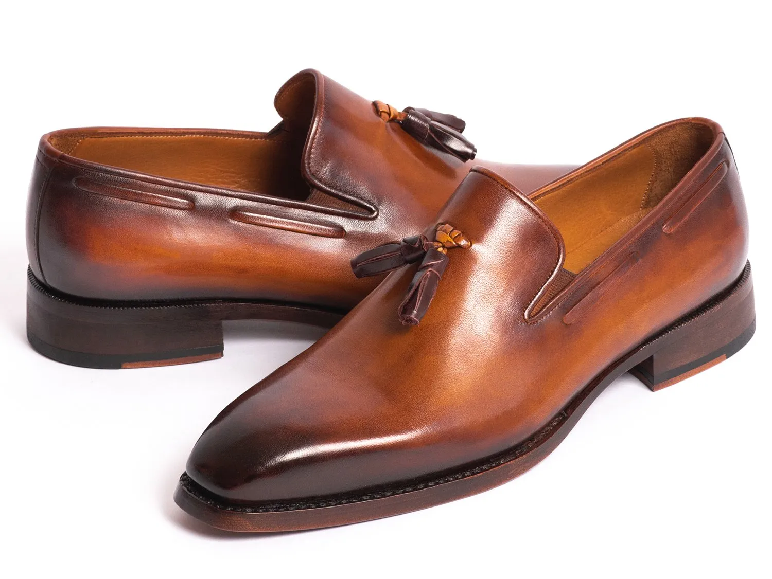 Paul Parkman Goodyear Welted Tassel Loafers in Brown