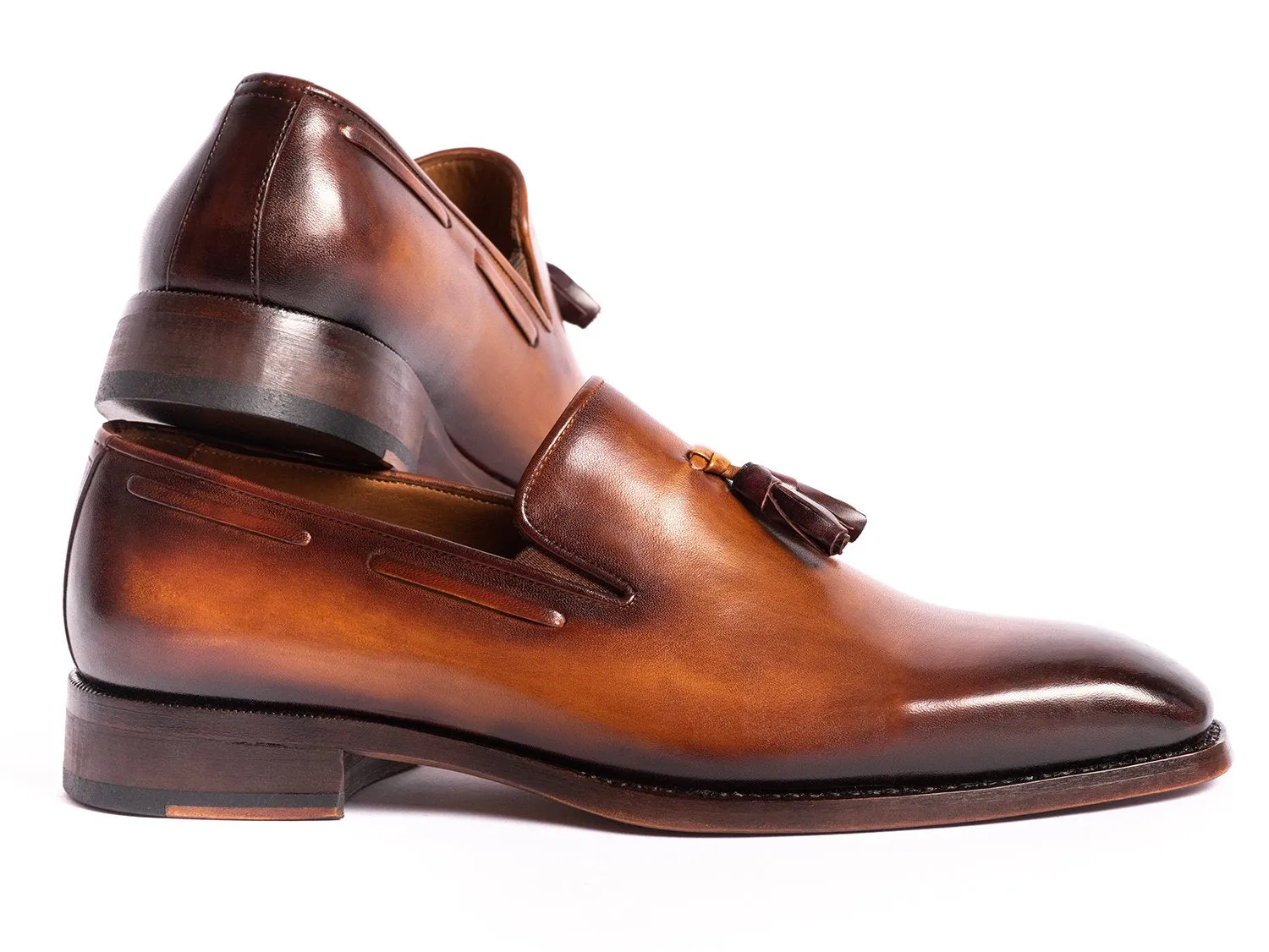 Paul Parkman Goodyear Welted Tassel Loafers in Brown