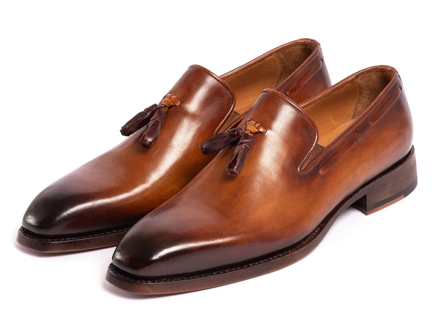 Paul Parkman Goodyear Welted Tassel Loafers in Brown