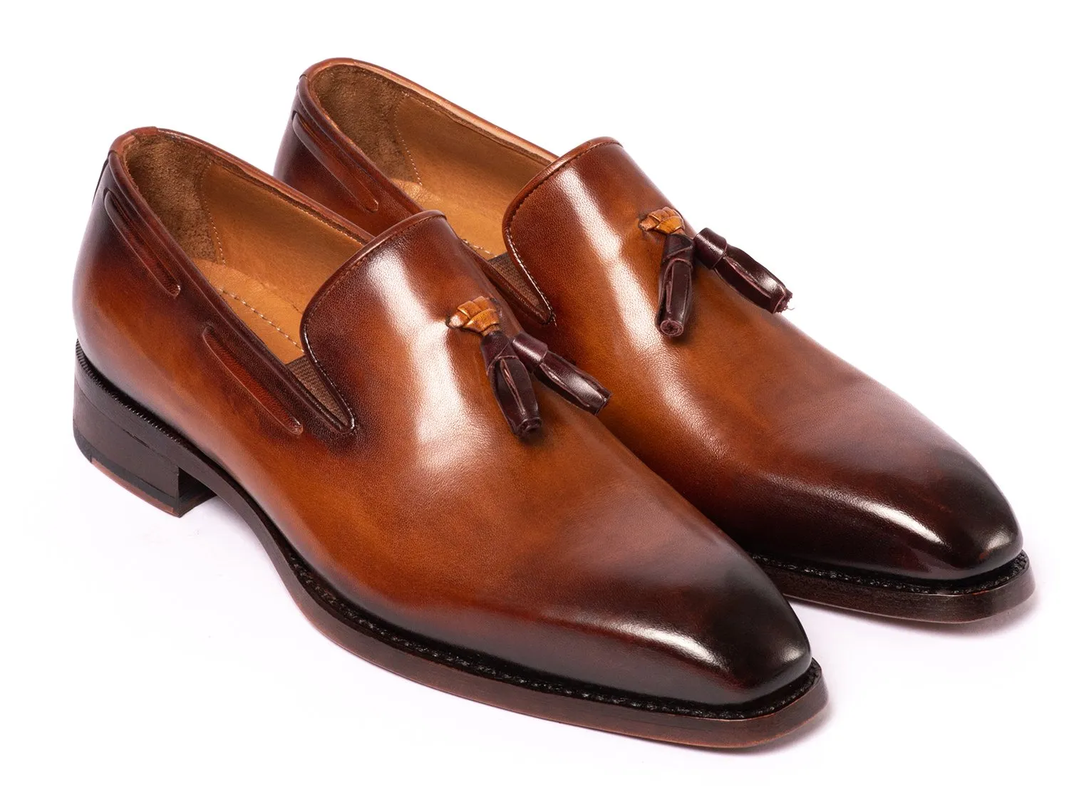 Paul Parkman Goodyear Welted Tassel Loafers in Brown