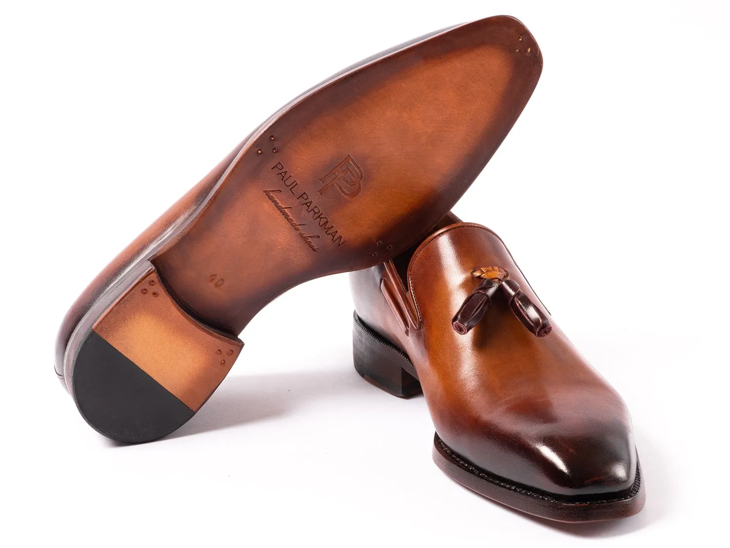 Paul Parkman Goodyear Welted Tassel Loafers in Brown