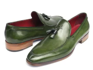 Paul Parkman Green Hand Painted Tassel Loafers