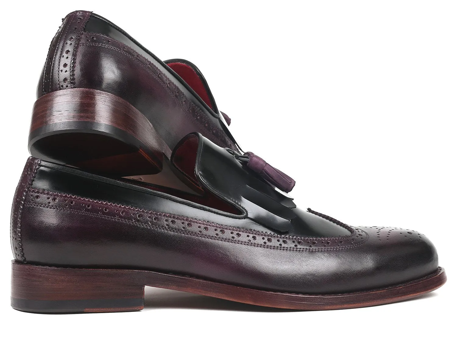 Paul Parkman Kiltie Tassel Loafer Black & Purple (ID#KT92PX)